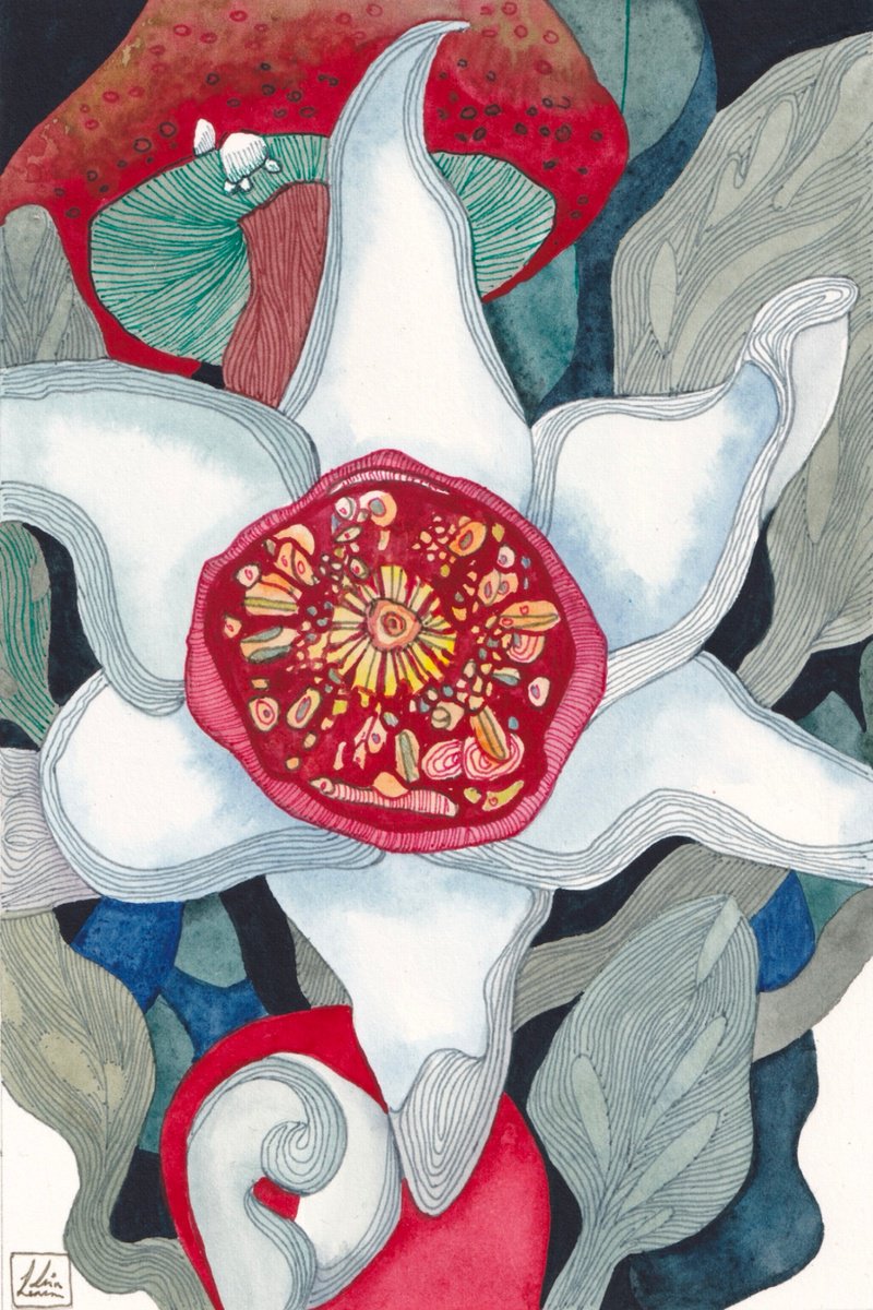 Surrealistic Botanical Watercolour By Lisa Lennon, 6 X 9", Quiet Places 2, Original Artwork