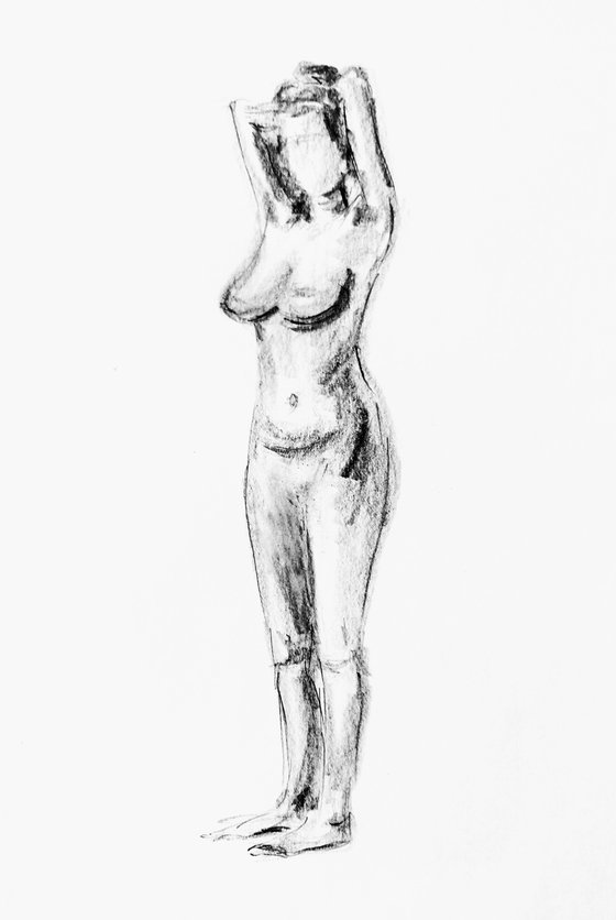 Nude figure. Original nude drawing.