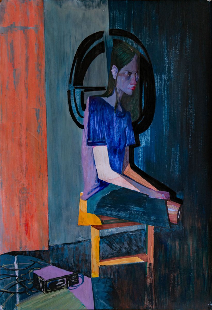 Expressive Portrait Acrylic Painting By Bohdan Katolyk, 24 X 33, Ulya, Original Artwork