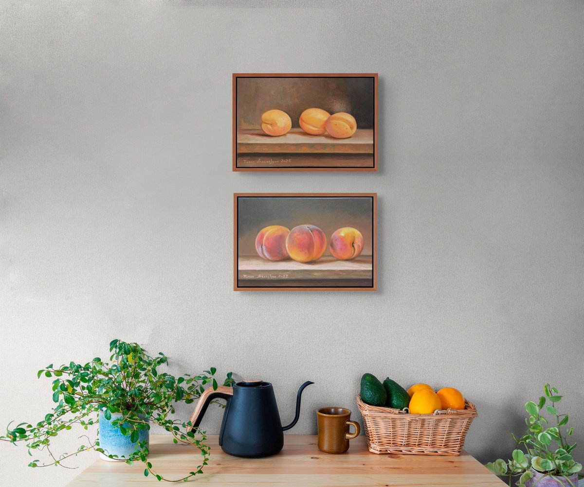 Photorealistic Still Life Oil Painting By Tigran Araqelyan, 12 X 16", Sun-Kissed Fruits, Original Artwork