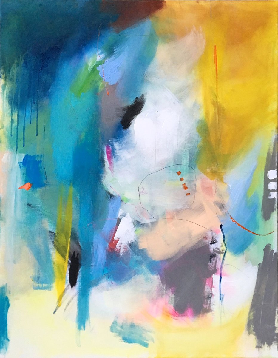 Abstract Acrylic Painting By Jianzhe Chon, 28 X 35, Abstract, Original Artwork