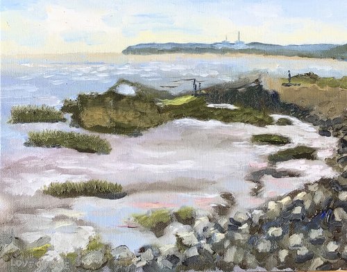 Low Tide at Pegwell Bay, an original oil painting by Julian Lovegrove Art