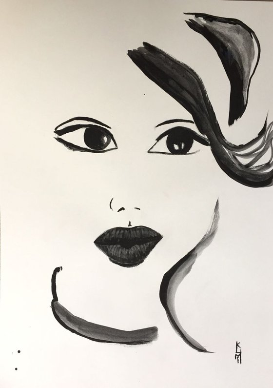 Face Black and White Collection Part I Acrylic Painting on Paper Fine Art Buy Art Online UK Art Gift Ideas People Art
