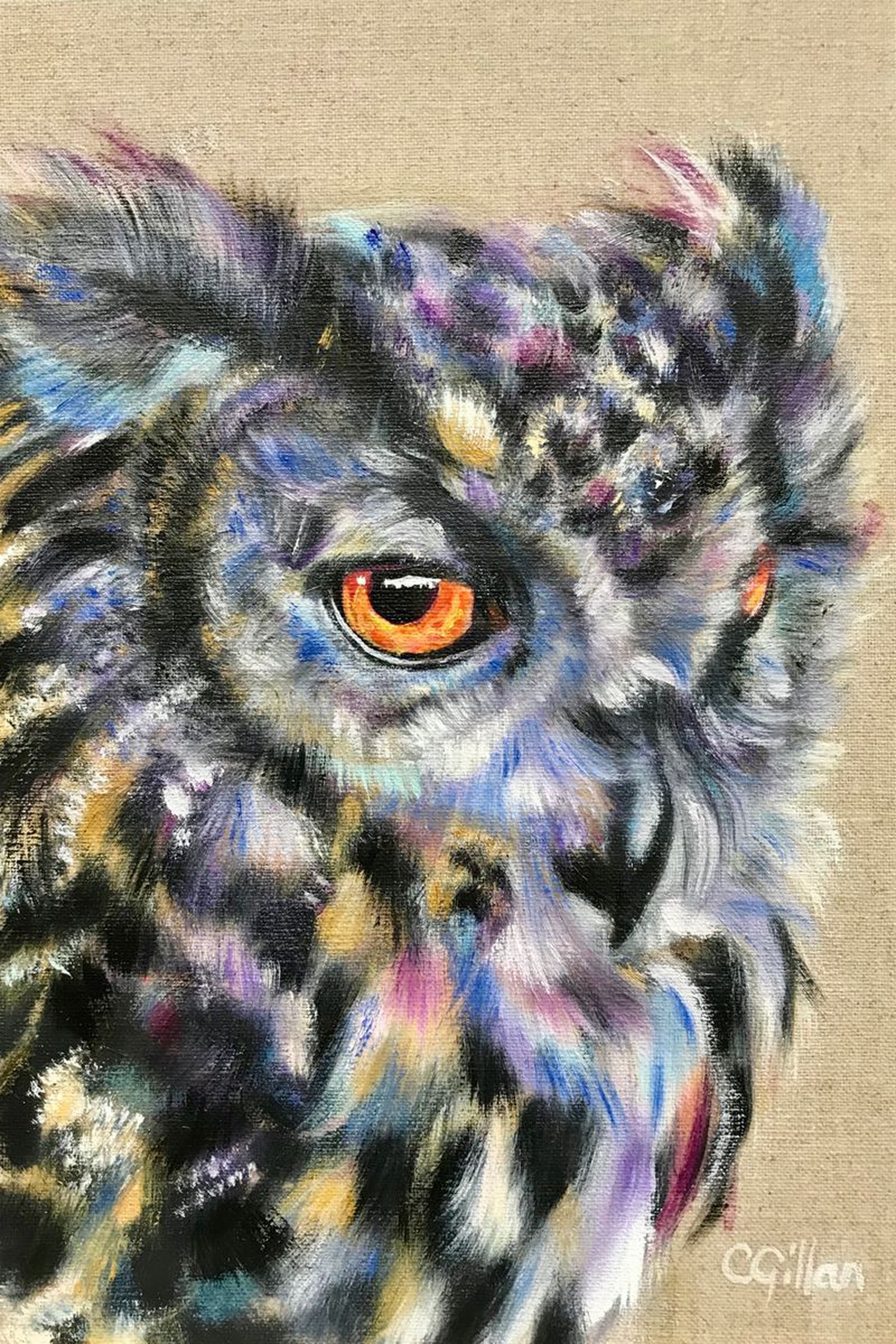 Athena Owl Original Oil Painting On Linen Pan Artfinder