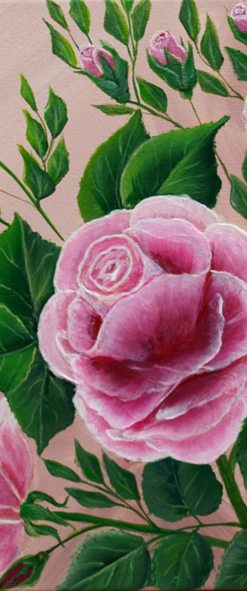 "Roses" 30 X 30 cm/ ready to hang/Acrylic painting by Elena Adele Dmitrenko