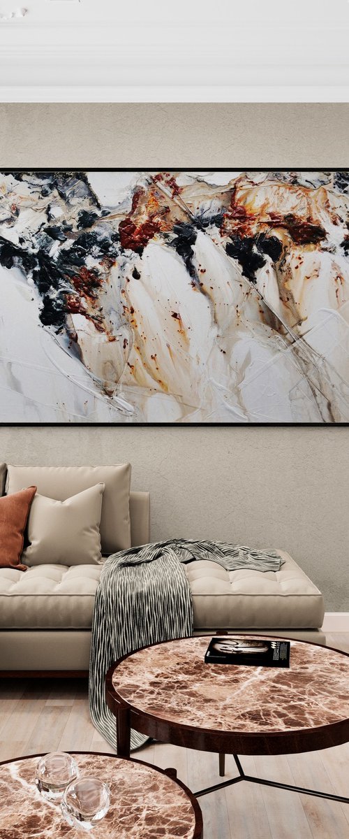 Oxide Noir 240cm x 100cm Textured Abstract Art by Franko