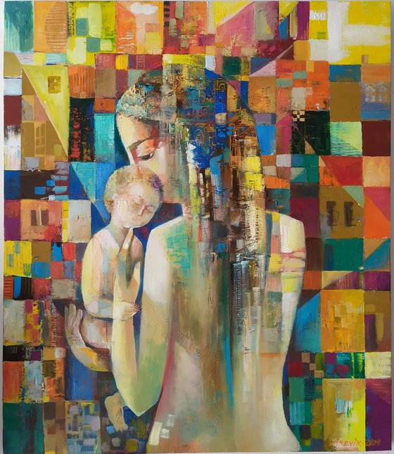 Tenderness 70x60cm, oil painting, ready to hang
