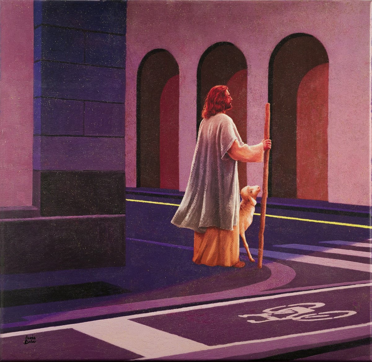 Surrealistic Portrait Acrylic Painting By Lucia Dibi, 20 X 20", Apparizione 5, Original Artwork