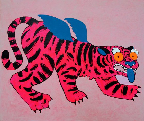 Pink japanese tiger Painting by Anastasia Balabina