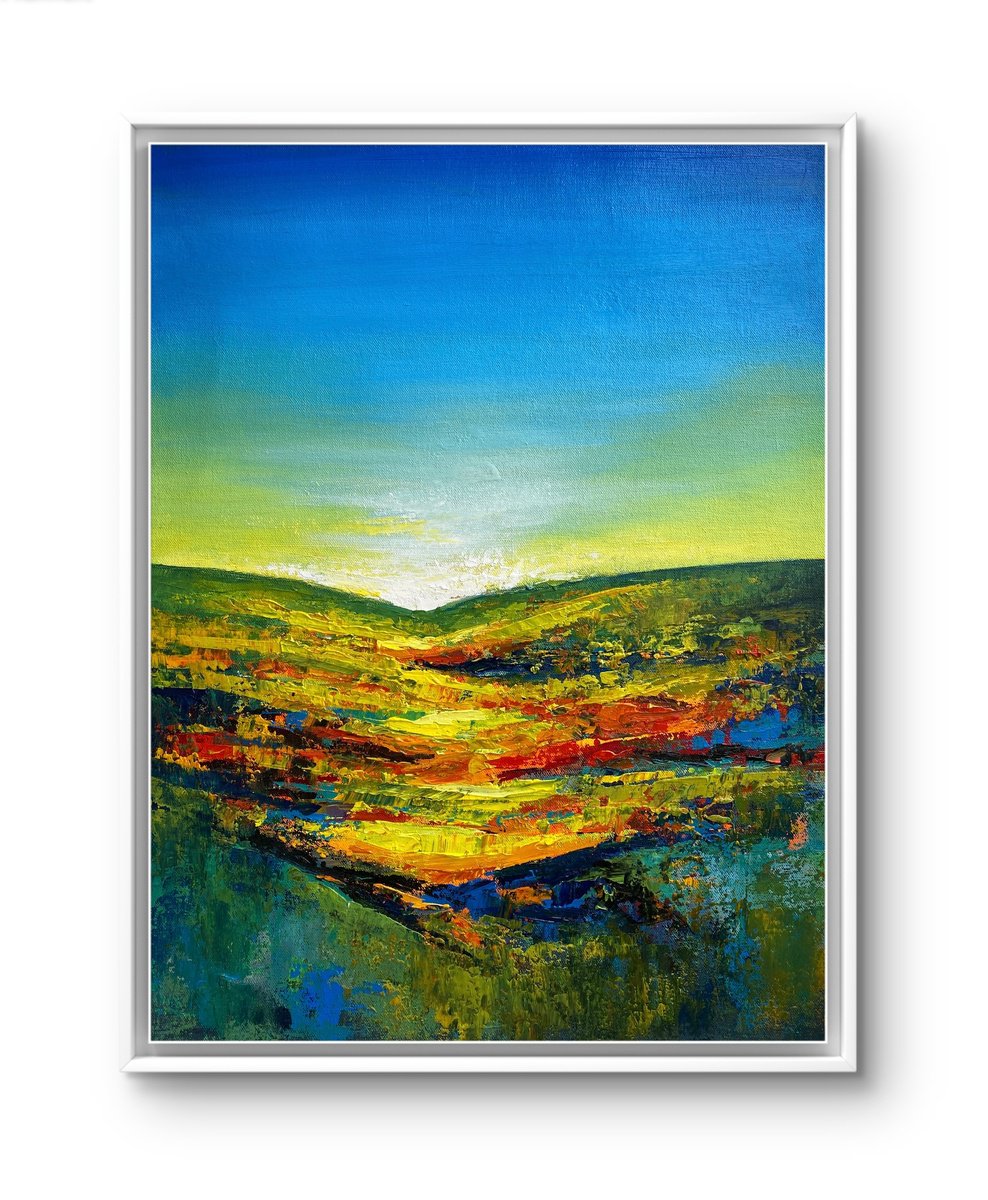 Organic Abstract Acrylic Painting By Athaang Art, 18 X 22, Yellow Light, Original Artwork