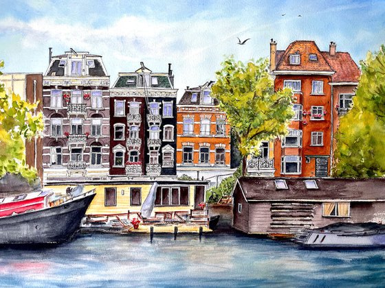 Amsterdam boat houses