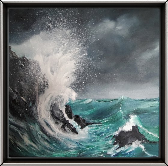 Stormy Sea; original Seascape oil on canvas
