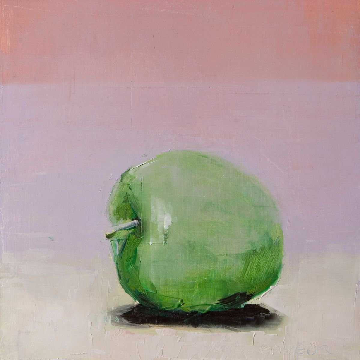 modern still life of green apple (knife technique) by Olivier Payeur