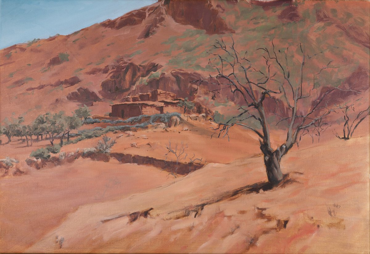 Impressionistic Landscape Oil Painting By Cedric Visser, 31 X 22, Hut In The Mountains, Original Artwork