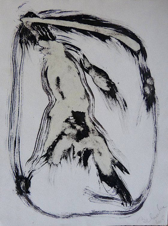 Black and white Expressive Drawing 1, Ink on Paper 24x32 cm