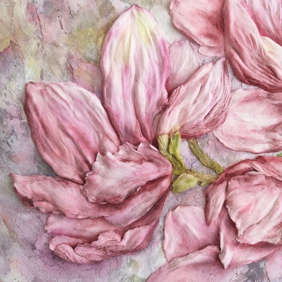 Pink magnolias sculpture painting