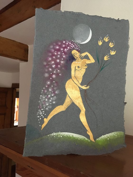 Moondance with Five Golden Flowers (A4)