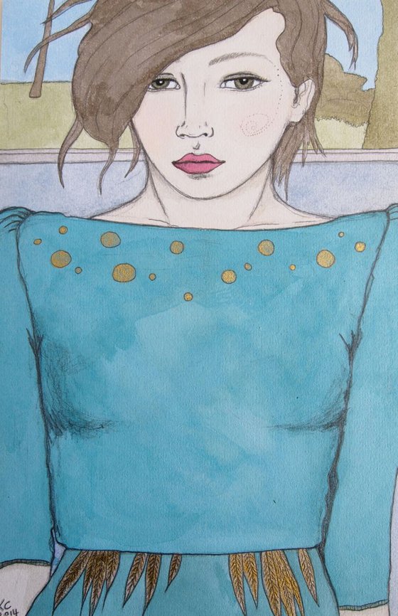 Girl in Turquoise & Gold