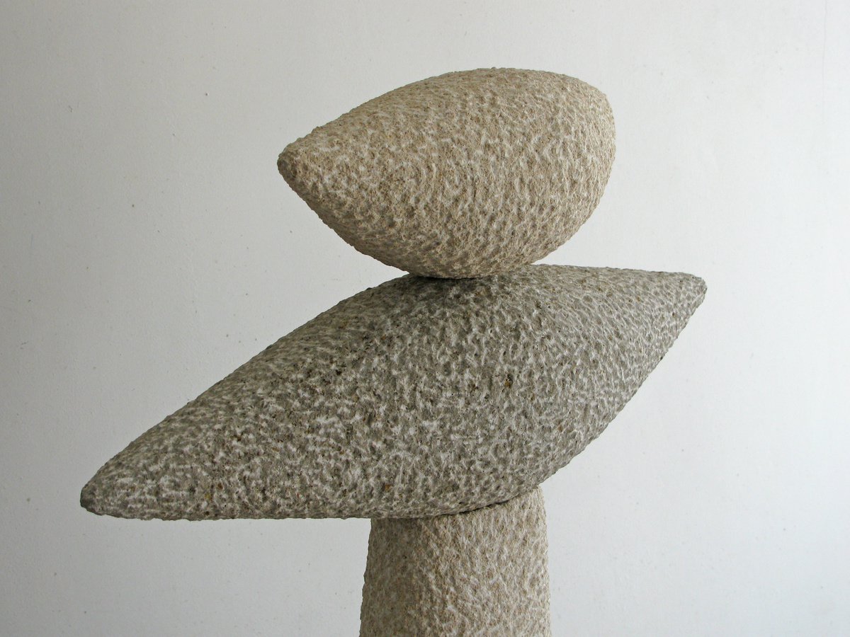 Abstract Stone Sculpture By Fieke De Roij, 22 X 30, Three In Balance, Original Artwork