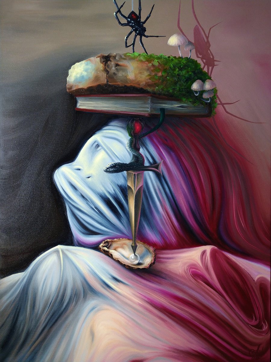 Surrealistic Portrait Oil Painting By Anna Shabalova, 20 X 28, Resilience, Original Artwork