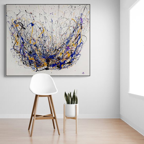 Sprucigi N-8 (H)132x(W)155x(D)4 cm. Colorful Splash Abstract Painting