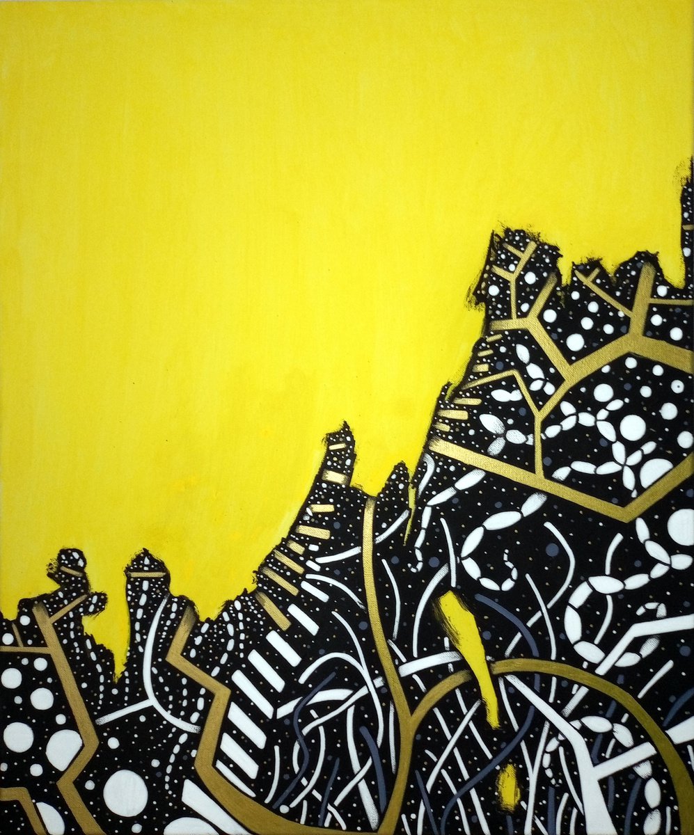 Abstract Painting By Riccardo Ticco Capparella, 20 X 24", "How Deep Is The Sea!" #15, Original Artwork