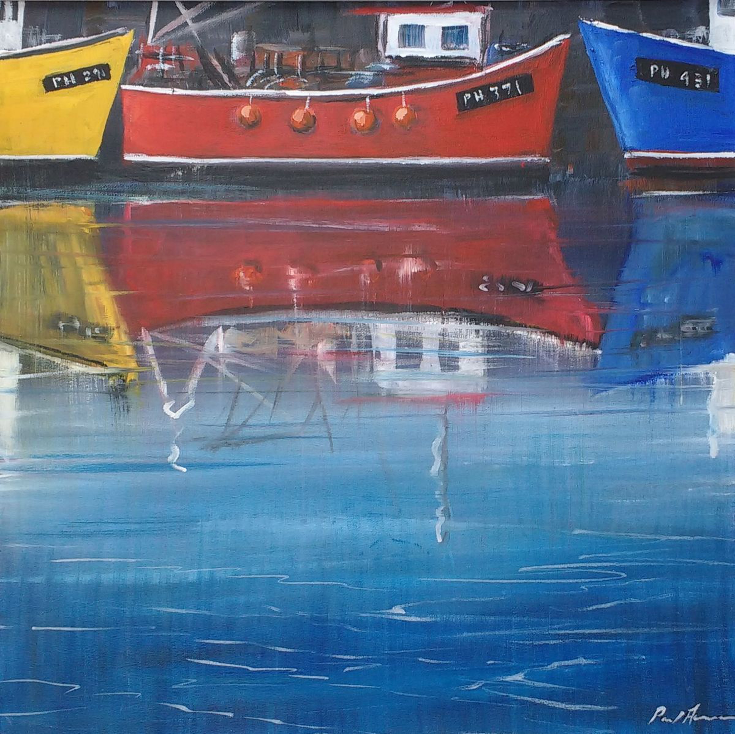 Red Boat Acrylic Painting By Paul Acraman Artfinder