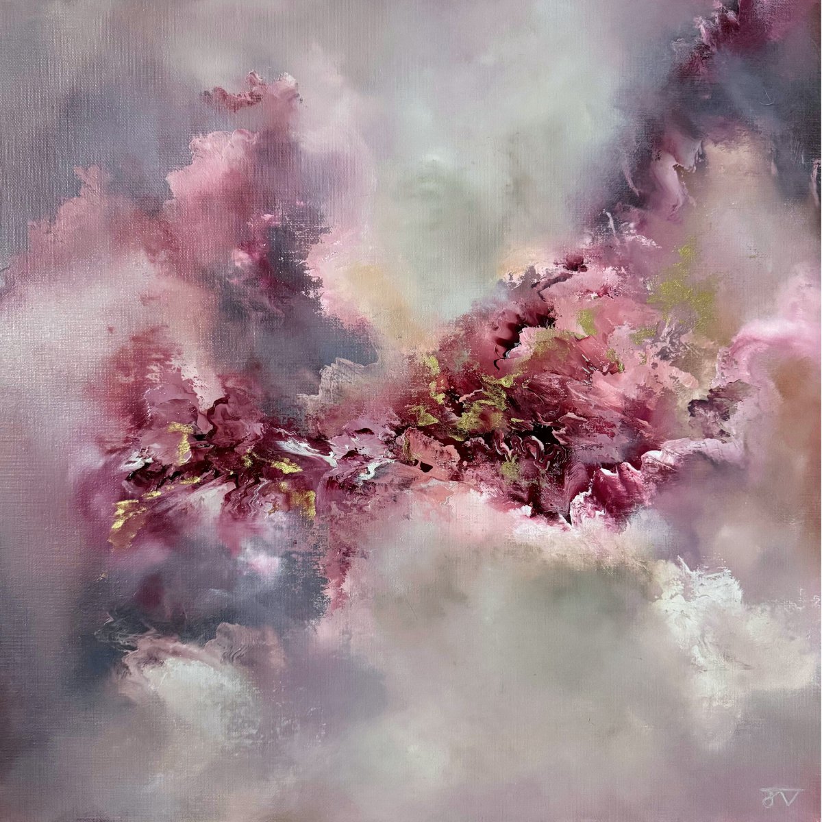 Organic Abstract Oil Painting By Jaimie Volkaerts, 25 X 25, A Warm Embrace, Original Artwork