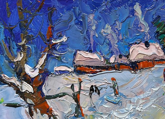 Snowy streets of the village