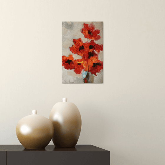 "Poppies on beige"