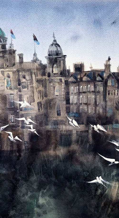 Birds of Edinburgh. One of a kind, original painting, handmad work, gift, watercolour art. by Galina Poloz