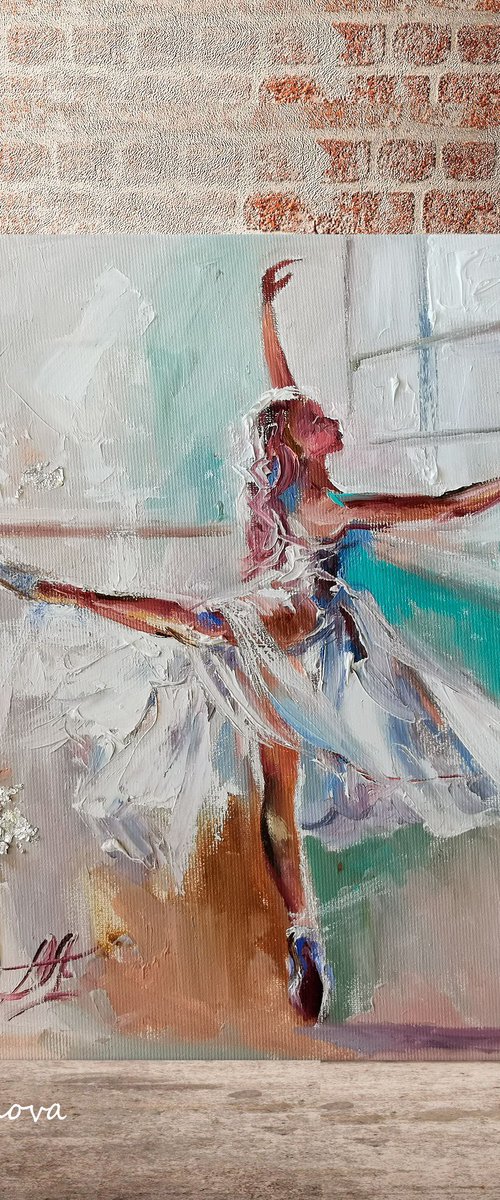 Christmas Print, Ballerina art print, Ballet dancer painting by Annet Loginova