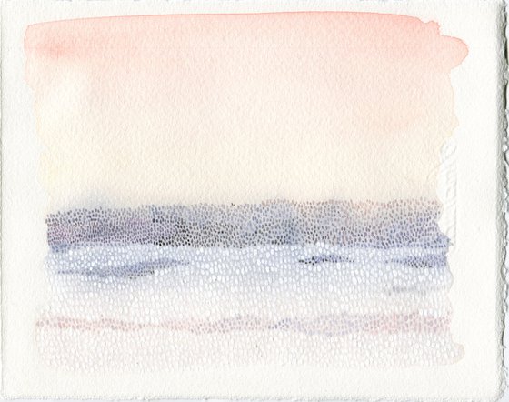 Pinky winter sky - watercolor landscape