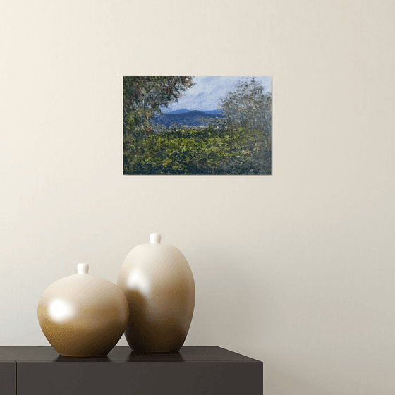 Landscape with pink flowers