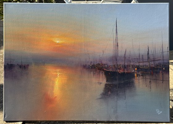 Harbor in the evening calm