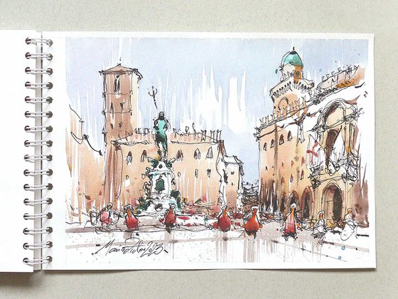 Bologna, urban watercolor.