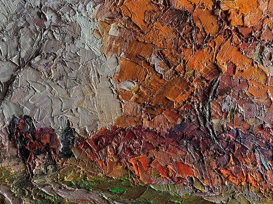 A Horse is Walking Along the Path