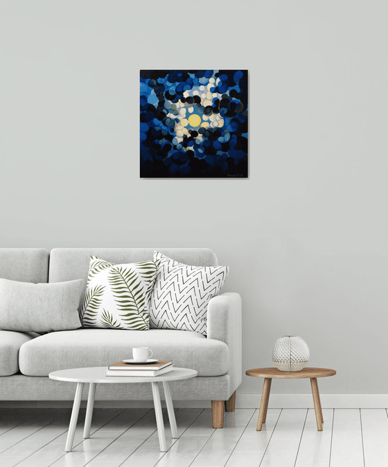 Full Moon (60x60cm, cubism, oil painting, ready to hang)
