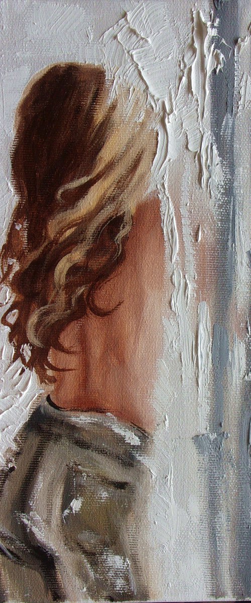 " WINDOW "   liGHt  ORIGINAL OIL PAINTING, GIFT, PALETTE KNIFE by Monika Luniak