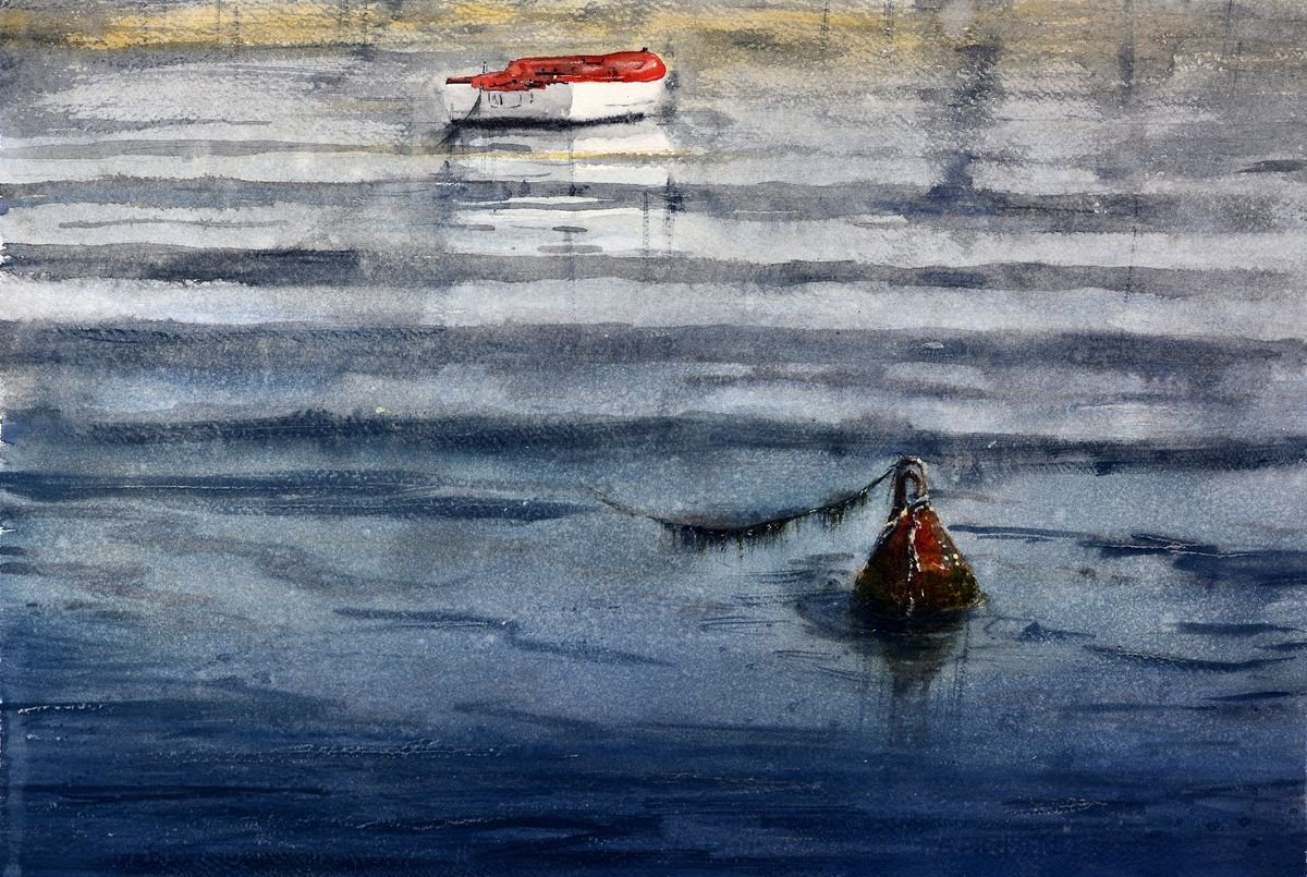 Bova za čamce_36x54_2019 by Nenad Kojic watercolorist