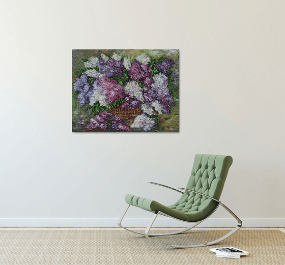 Lilacs(70x90cm, oil painting, palette knife)