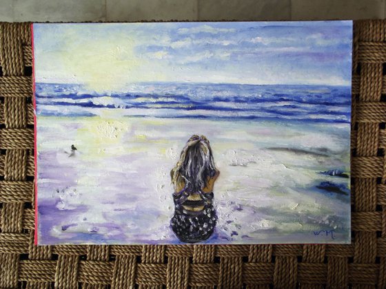 MEDITATION BY THE SEA - Seascape view - 42 x 29.5 cm