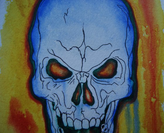 Evil Blue. Watercolour on paper. Free Shipping