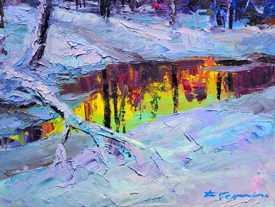 Forest Lake In The Winter Forest