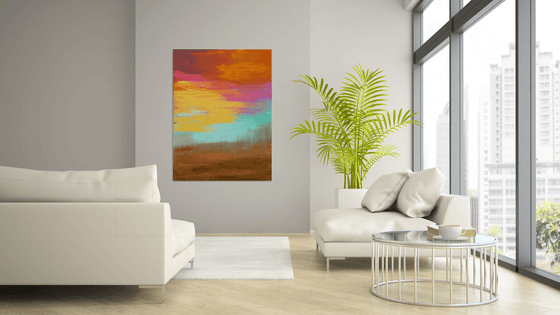 Without the leaves  - XL  colorful  abstract landscape