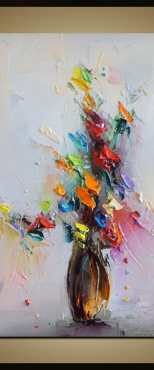 Flowers in vase , Flowers Oil Painting by Stanislav Lazarov