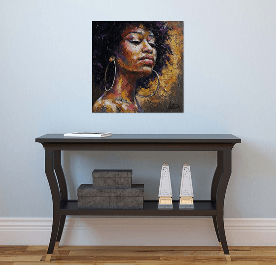 Painting portrait of a black woman - Сourage - portrait african woman