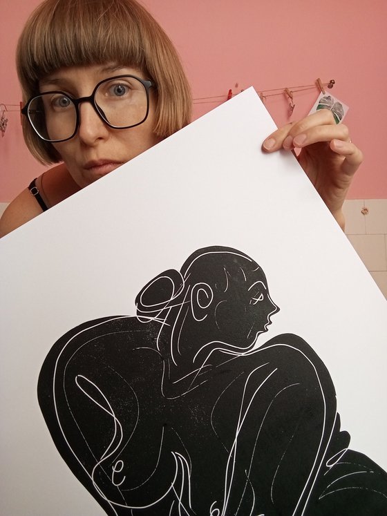 Linocut "Nude-4" 50x70cm