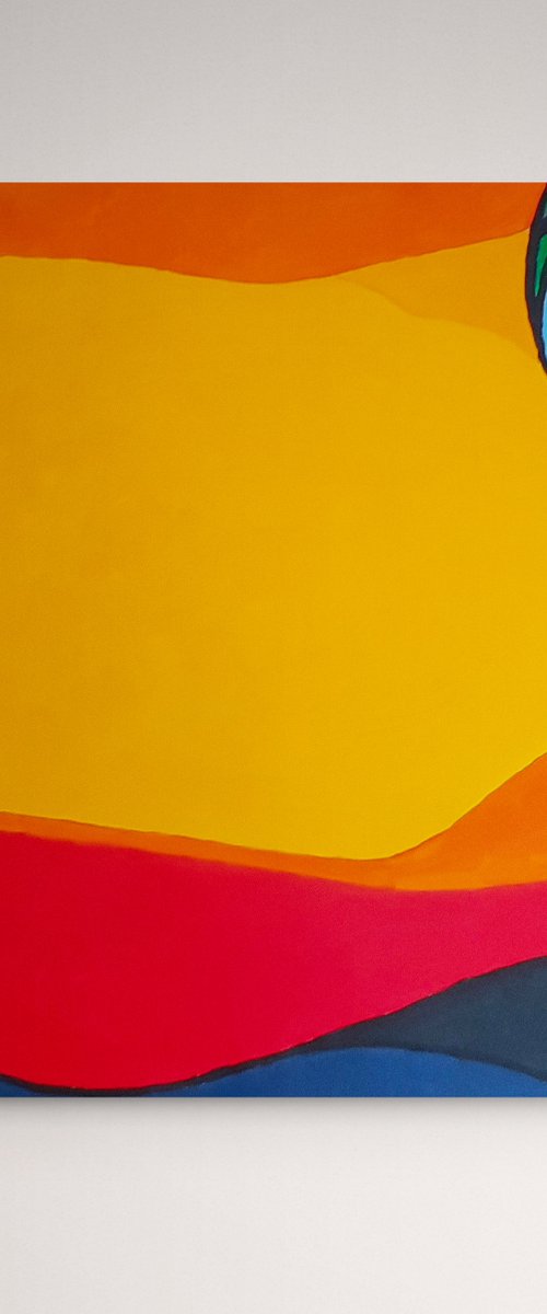 Abstract Painting - 96x76cm - RETENI N-1 - Vibrant Colors Landscape by Retne