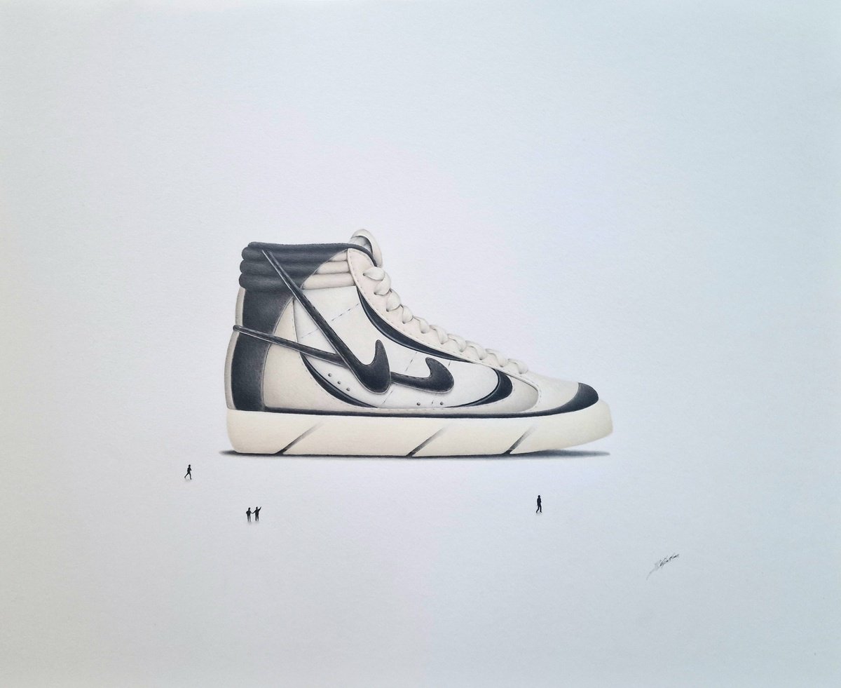 Urban And Pop Still Life Pencil Drawing By Daniel Shipton, 20 X 16, Nike: Goddess Of Victory, Original Artwork